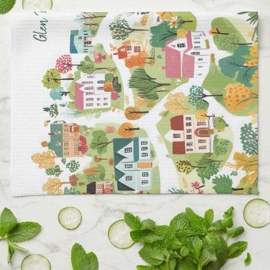 Benutzerdefinierter Ortsname Neues Zuhause-Geschen Geschirrtuch (Gefaltet)