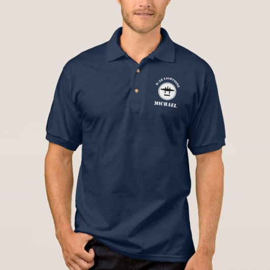 Benutzerdefinierter P-38-Blitzgerät-Logo-Golf Polo Shirt (Vorderseite)