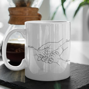 Benutzerdefinierter Papa und Kinder Hand Linien Ku Tasse