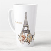 Benutzerdefinierter Paris Eiffelturm Schöne Blumen Milchtasse (Linke Ecke)