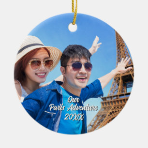 Benutzerdefinierter Paris-Reise-Foto-Weihnachtsbau Keramik Ornament
