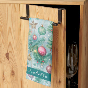 Benutzerdefinierter Pastell-Weihnachtsbaum-Schmuck Geschirrtuch