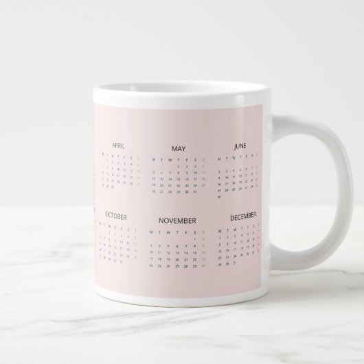 Benutzerdefinierter Pastellrosa 2025-Kalender mit  Jumbo-Tasse (Rechts)