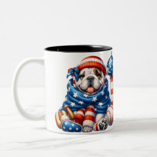 Benutzerdefinierter patriotischer American Bulldog Zweifarbige Tasse