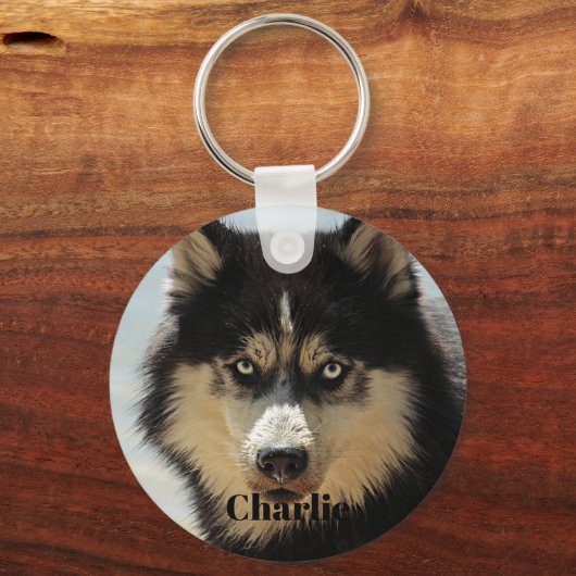 Benutzerdefinierter Personalisierter Husky-Foto Schlüsselanhänger (Vorderseite)