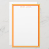 Benutzerdefinierter Personalisierter Name Orange f Briefpapier (Vorne/Hinten)