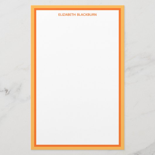 Benutzerdefinierter Personalisierter Name Orange f Briefpapier (Vorderseite)