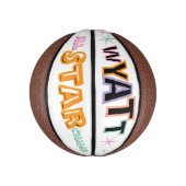 Benutzerdefinierter personalisierter Name und Text Mini Basketball (Vertikal)