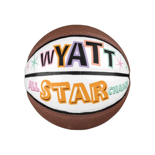 Benutzerdefinierter personalisierter Name und Text Mini Basketball (Vorderseite)