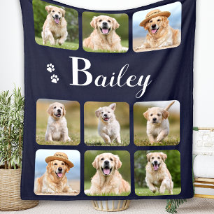 Benutzerdefinierter Pet Foto Collage Monogram Name Fleecedecke