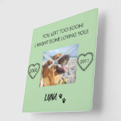 Benutzerdefinierter Pet-Tribute mit Daten und Paw- Quadratische Wanduhr (Winkel)