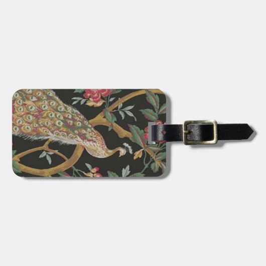 Benutzerdefinierter Pfau auf der schwarzen Gepäckm Gepäckanhänger (Vorderseite horizontal)