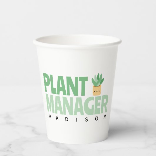 Benutzerdefinierter Pflanze-Manager Name Cactus Pf Pappbecher (Vorderseite)