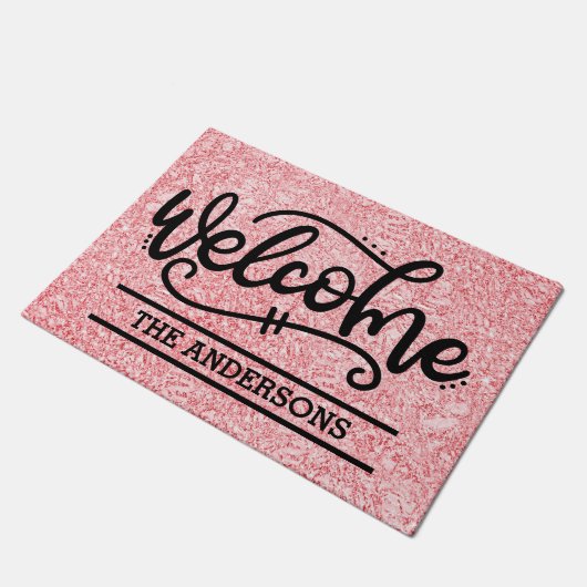 Benutzerdefinierter Pink-Rose-Empfang Fußmatte (Schrägansicht)