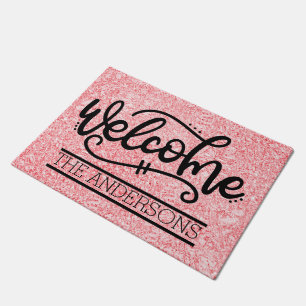 Benutzerdefinierter Pink-Rose-Empfang Fußmatte