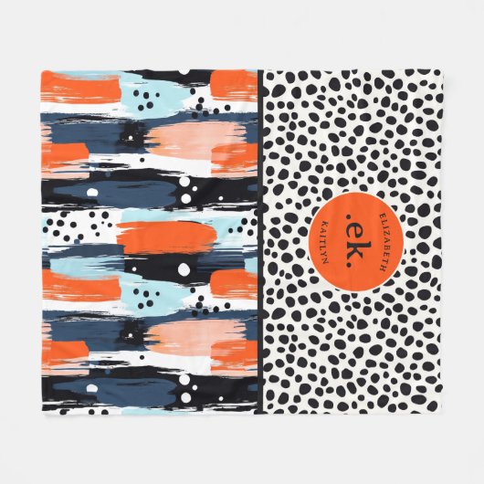 Benutzerdefinierter Pinselstrich Dalmatiner Abstra Fleecedecke (Vorderseite (Horizontal))