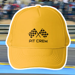 Benutzerdefinierter Pit-Crew-Truckerhut mit Schach Truckerkappe