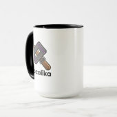 Benutzerdefinierter Pixel Hammer Logo Becher – Bea Tasse (Vorderseite Links)