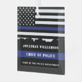 Benutzerdefinierter Polizeibeamter - Flagge der bl Ornament Aus Glas (Vorderseite links)