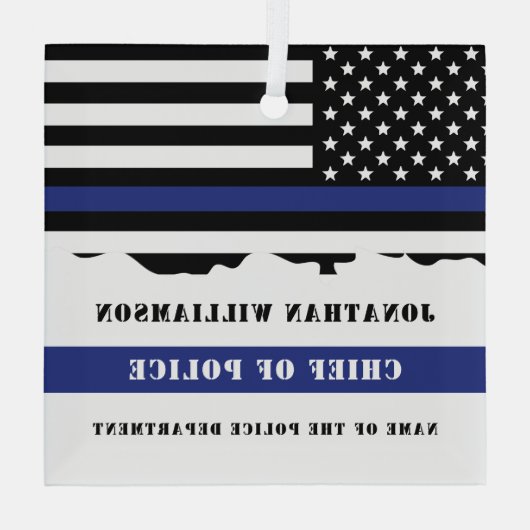 Benutzerdefinierter Polizeibeamter - Flagge der bl Ornament Aus Glas (Rückseite)