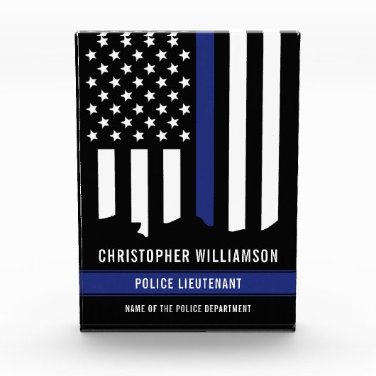 Benutzerdefinierter Polizeibeamter Thin Blue Line- Fotoblock (Vorderseite)