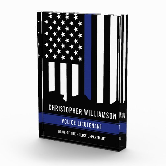 Benutzerdefinierter Polizeibeamter Thin Blue Line- Fotoblock (Rechts)