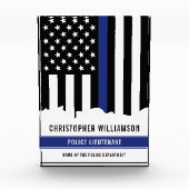 Benutzerdefinierter Polizeibeamter Thin Blue Line- Fotoblock (Vorderseite)