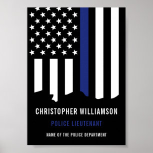 Benutzerdefinierter Polizeibeamter Thin Blue Line Poster