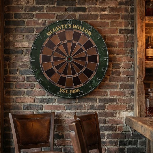 Benutzerdefinierter Pub-Name Grün Marmor & Espress Dartscheibe