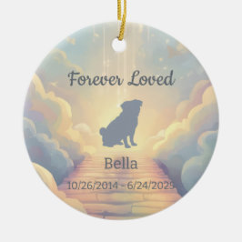 Benutzerdefinierter Pug-Gedenkschmuck – Blue Rainb Keramik Ornament