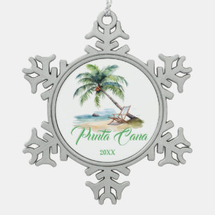 Benutzerdefinierter Punta Cana Strand  Schneeflocken Zinn-Ornament