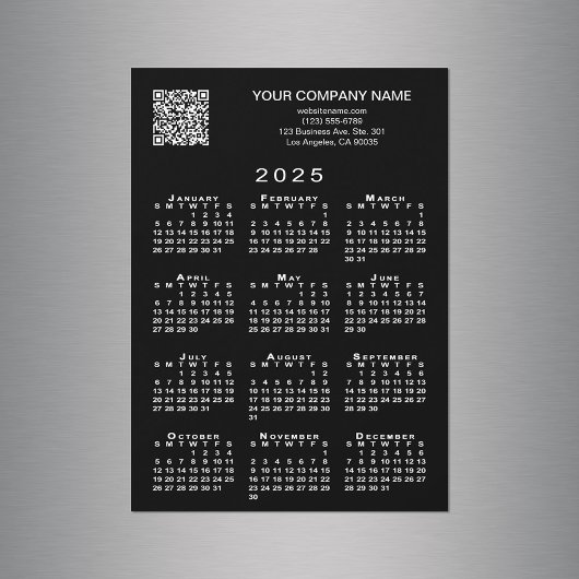 Benutzerdefinierter QR Code 2025 Kalender Schwarze Magnetkarte