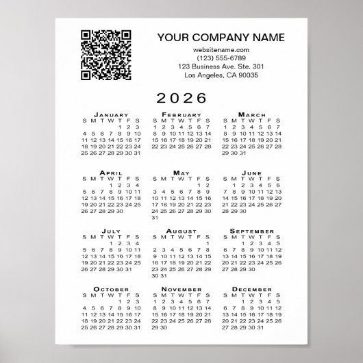 Benutzerdefinierter QR-Code 2026-Kalender Poster (Vorne)