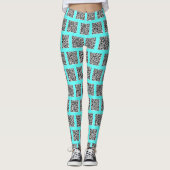 Benutzerdefinierter QR-Code Aquamarin blaue Leggin Leggings (Vorderseite)