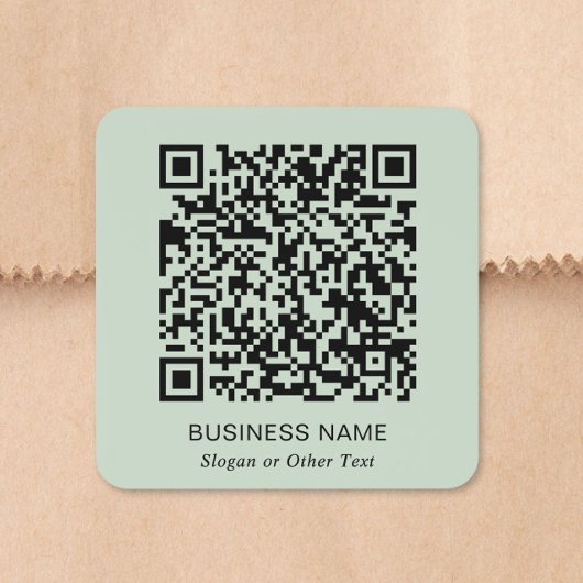 Benutzerdefinierter QR-Code Business Sage Green Quadratischer Aufkleber
