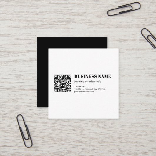Benutzerdefinierter QR-Code & editierbarer retro-m Quadratische Visitenkarte (Vorderseite/Rückseite Beispiel)
