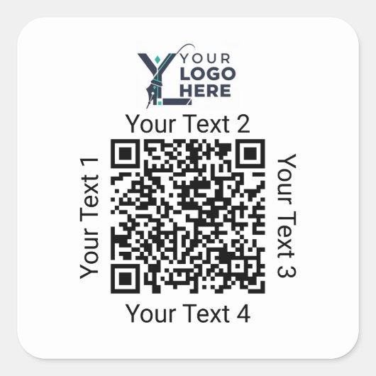 Benutzerdefinierter QR-Code Firmenlogo Branding Quadratischer Aufkleber (Vorderseite)