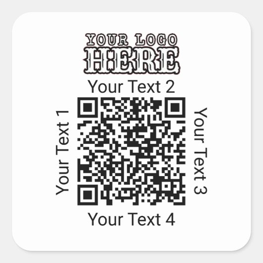 Benutzerdefinierter QR-Code Firmenlogo Branding Quadratischer Aufkleber (Vorderseite)