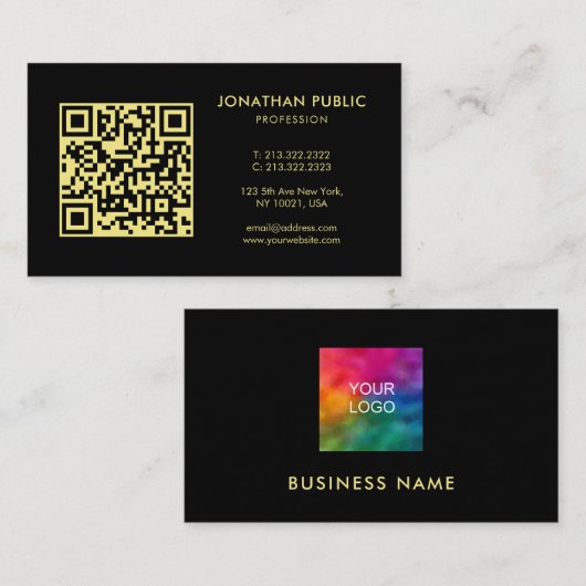 Benutzerdefinierter QR-Code Firmenlogo Schwarz und Visitenkarte (Vorne/Hinten)