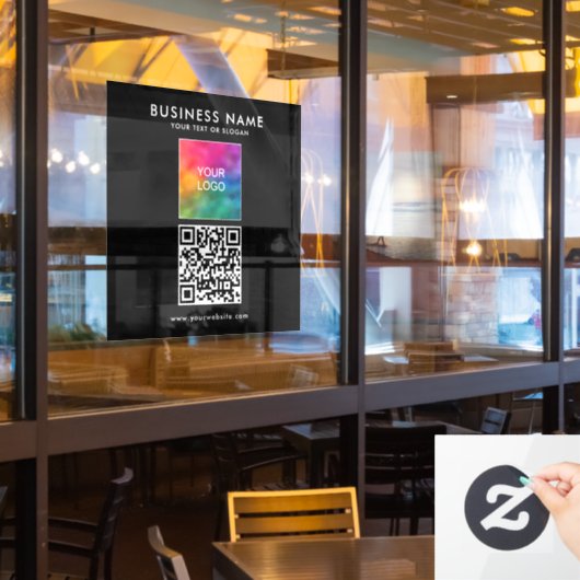 Benutzerdefinierter QR-Code-Firmenlogo Slogan Fensteraufkleber (Restaurantfenster)