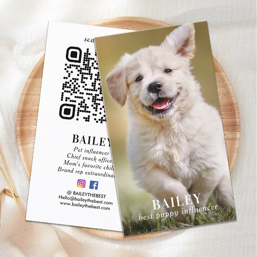 Benutzerdefinierter QR-Code für Foto Pet Puppy-Hun Visitenkarte