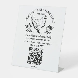 Benutzerdefinierter QR-Code für frische Eier Famil Sockelschild
