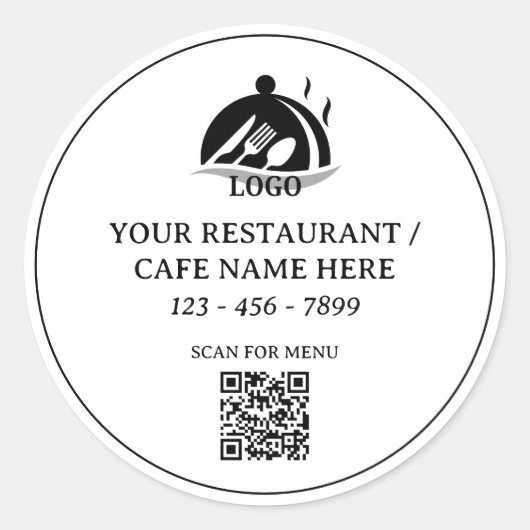 Benutzerdefinierter QR-Code für Restaurant- oder C Runder Aufkleber (Vorderseite)