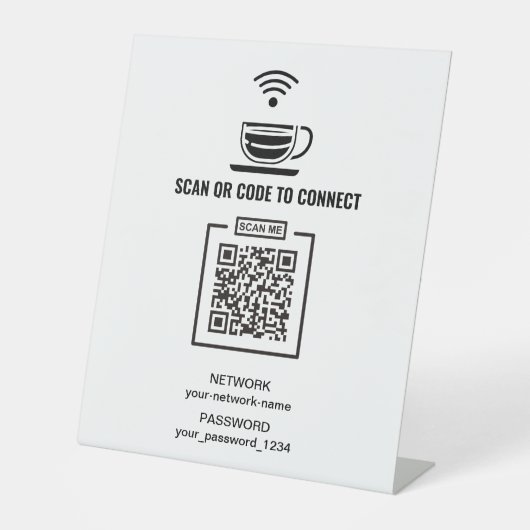 Benutzerdefinierter QR-Code für Schwarz/Weiß-Kennw Sockelschild (Vorderseite)