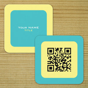 Benutzerdefinierter QR-Code Gelb und Blau Quadratische Visitenkarte