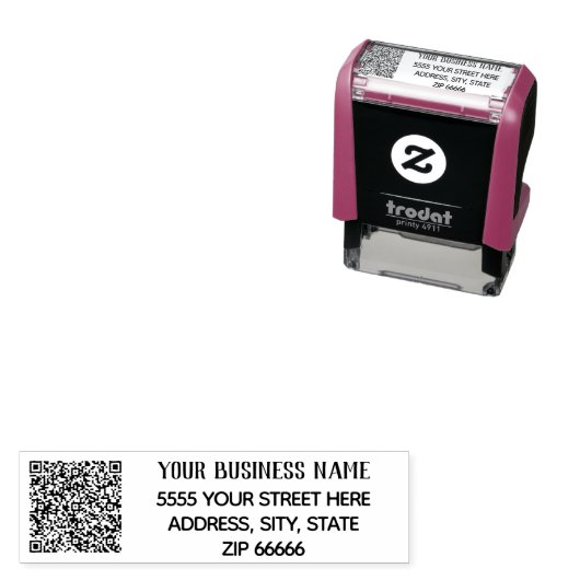 Benutzerdefinierter QR-Code Geschäftsname Rücksend Permastempel (Beispiel)
