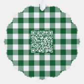 Benutzerdefinierter QR-Code Green White Gingham We Ornament Karte (Rückseite)