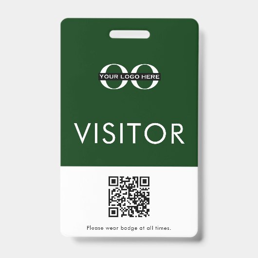 Benutzerdefinierter QR-Code Grüner Besucher Ausweis (Vorderseite)