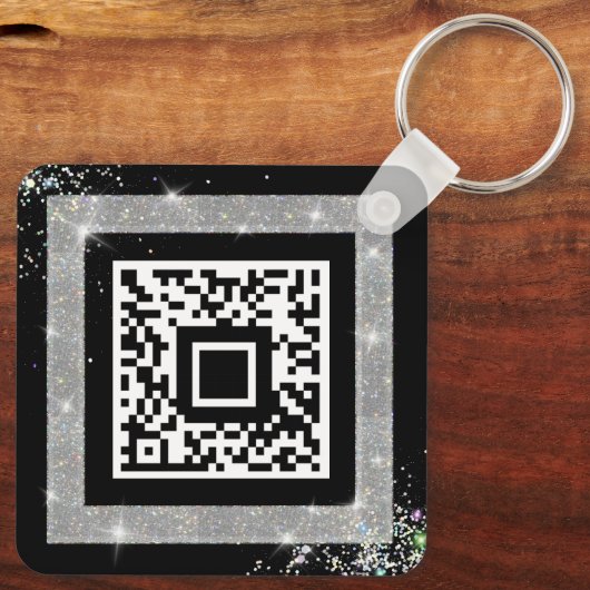 Benutzerdefinierter QR-Code Holografischer Glitzer Schlüsselanhänger (Rückseite)