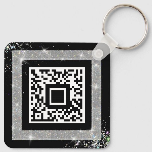 Benutzerdefinierter QR-Code Holografischer Glitzer Schlüsselanhänger (Rückseite)